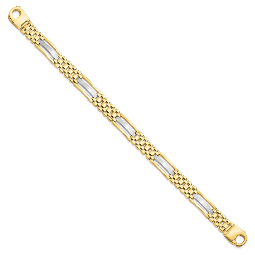 8.5 Zoll 14K Bicolor Poliert und Satiniert Herren Armband