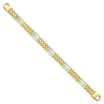 8.5 Zoll 14K Bicolor Poliert und Satiniert Herren Armband