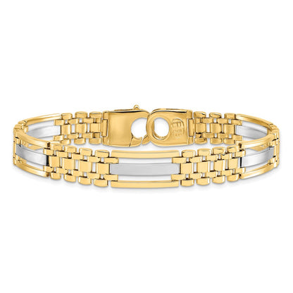 8.5 Zoll 14K Bicolor Poliert und Satiniert Herren Armband
