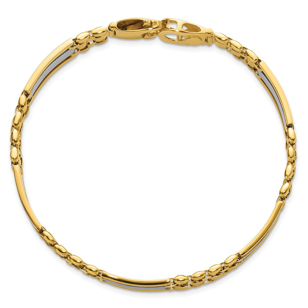 8.5 Zoll 14K Bicolor Poliert und Satiniert Herren Armband