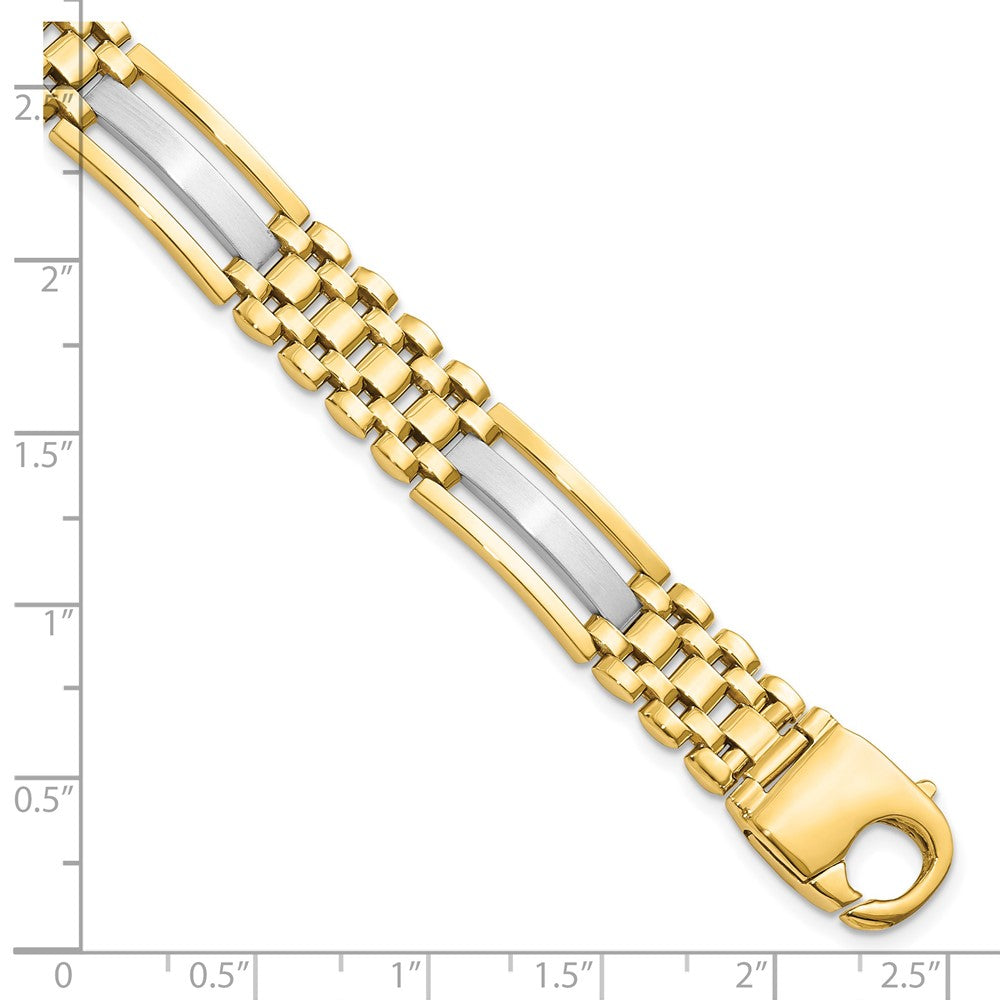 8.5 Zoll 14K Bicolor Poliert und Satiniert Herren Armband