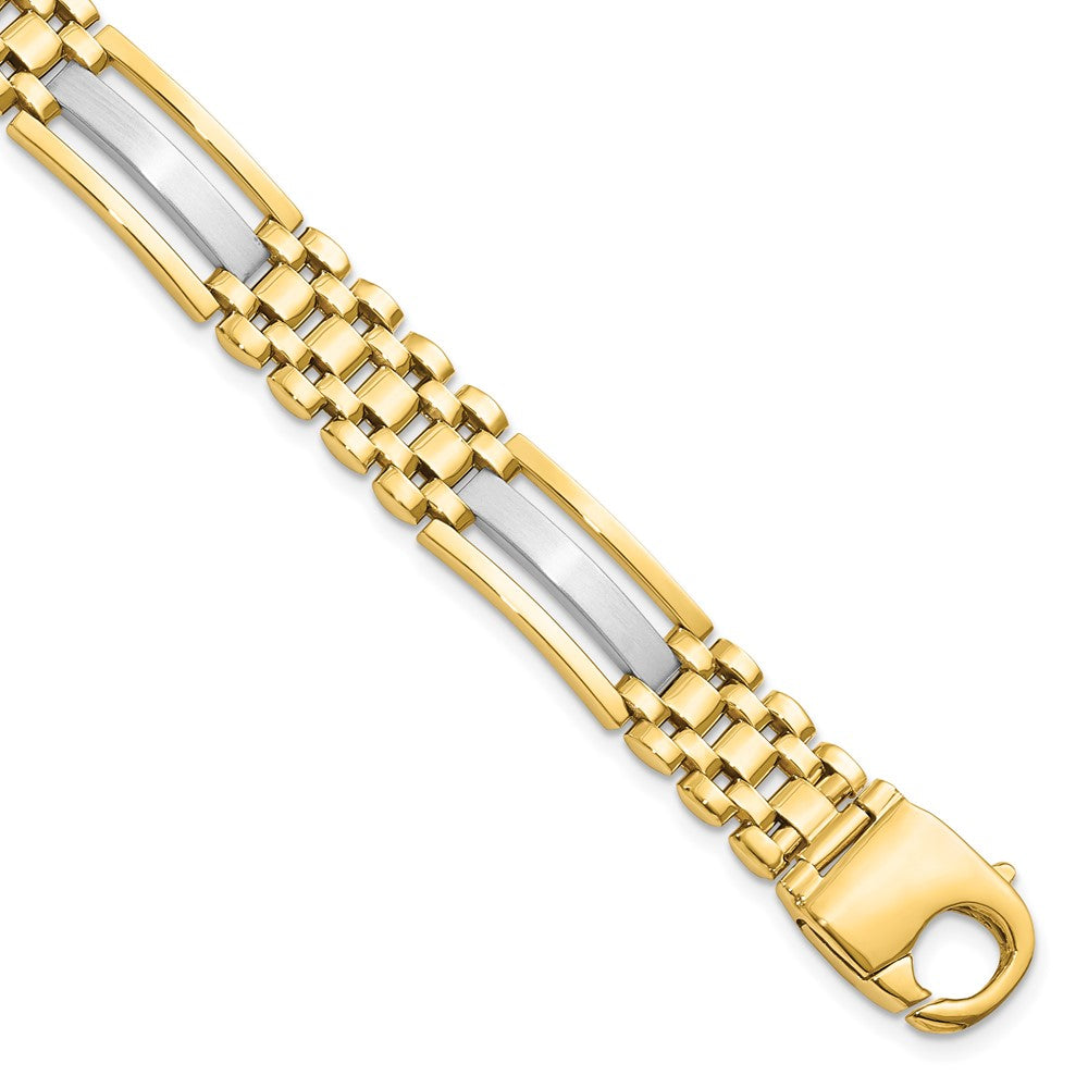 8.5 Zoll 14K Bicolor Poliert und Satiniert Herren Armband