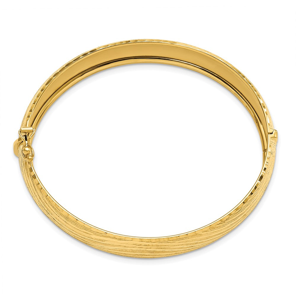 14K Gelbgold Poliert und Strukturiert Klappbar Armreif