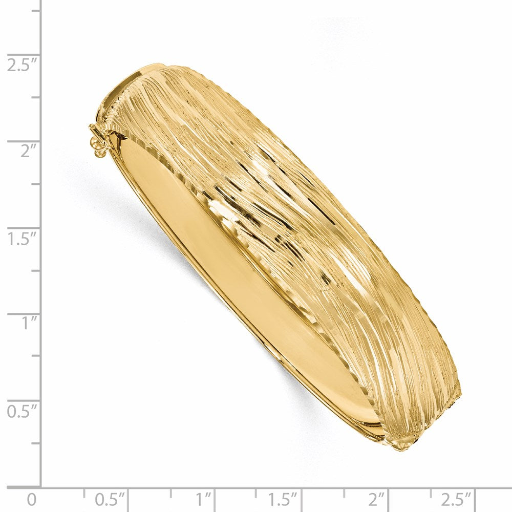 14K Gelbgold Poliert und Strukturiert Klappbar Armreif