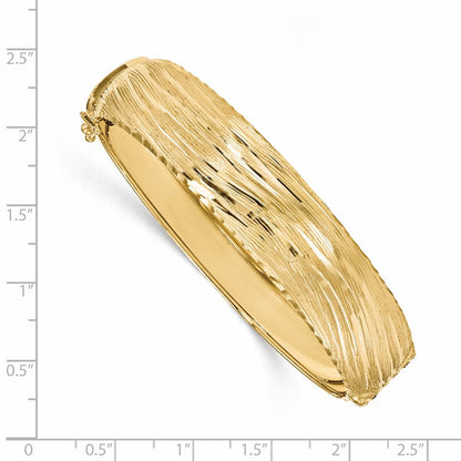 14K Gelbgold Poliert und Strukturiert Klappbar Armreif