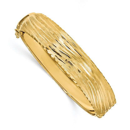 14K Gelbgold Poliert und Strukturiert Klappbar Armreif