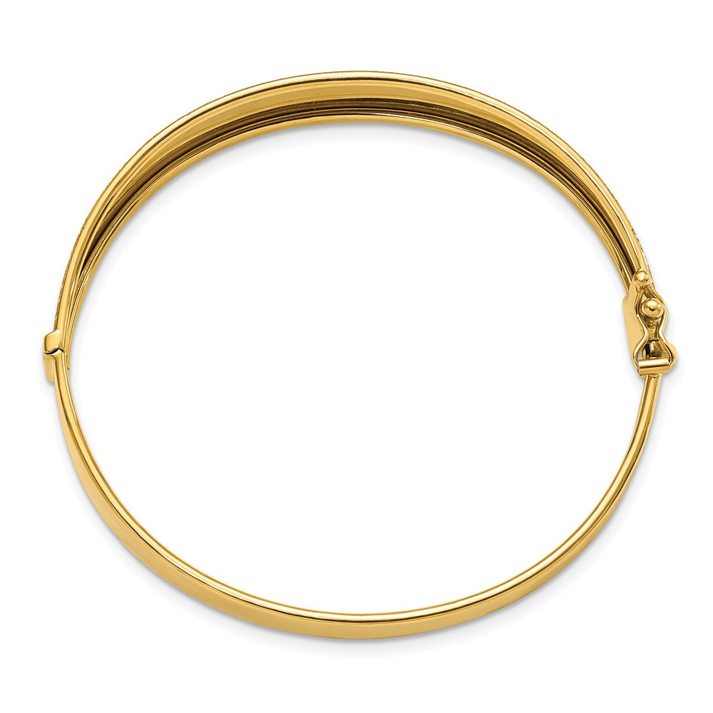 14K Gelbgold Poliert und Strukturiert Klappbar Armreif