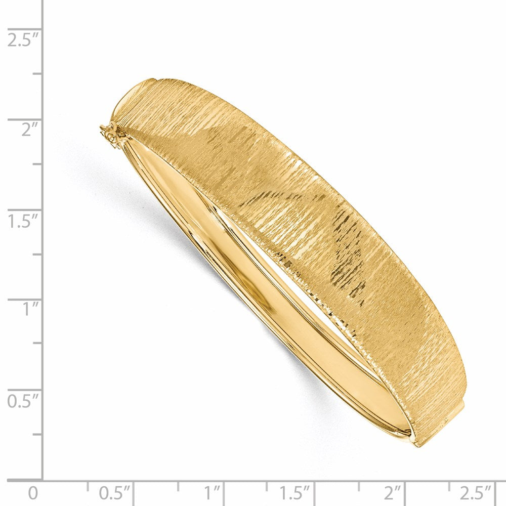 14K Gelbgold Poliert und Strukturiert Klappbar Armreif