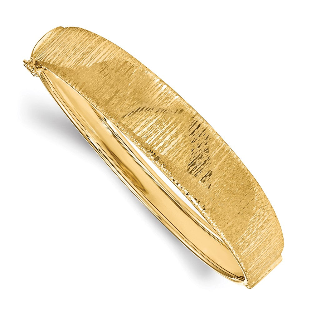 14K Gelbgold Poliert und Strukturiert Klappbar Armreif