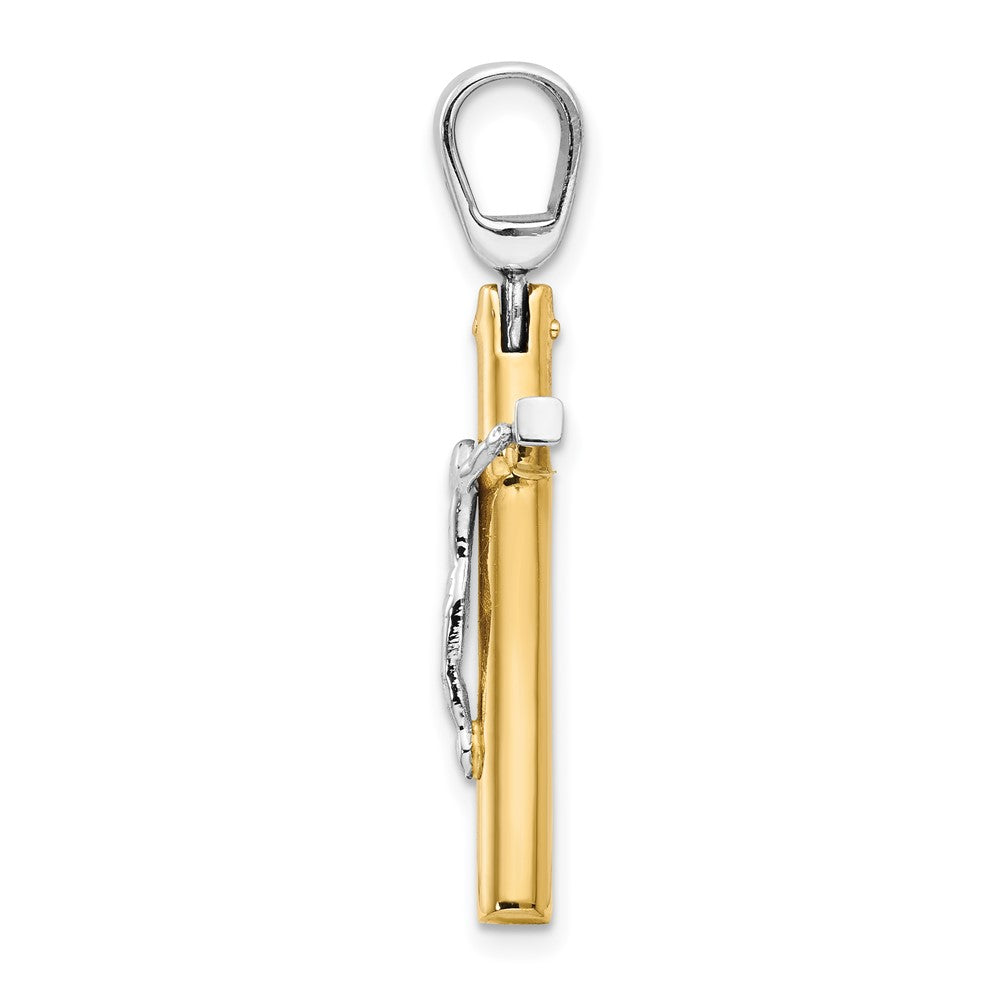 14K Bicolor Poliert Kruzifix Anhänger