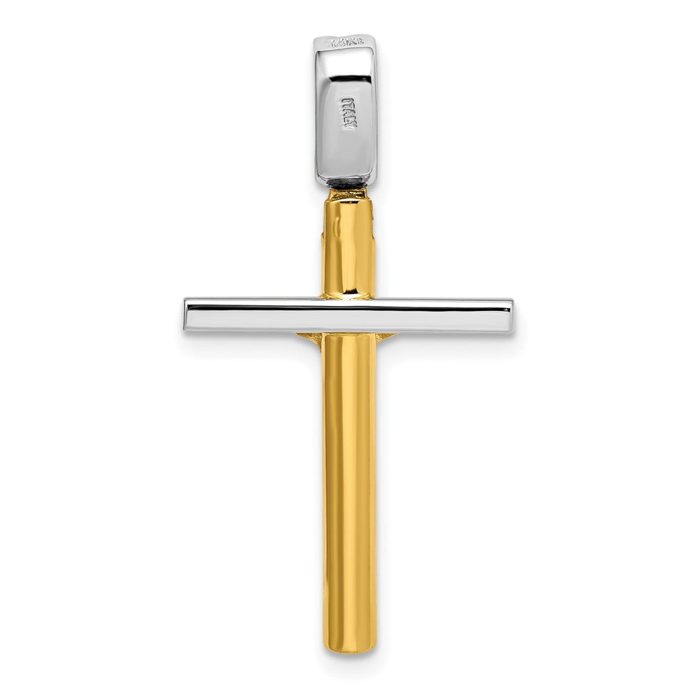 14K Bicolor Poliert Kruzifix Anhänger