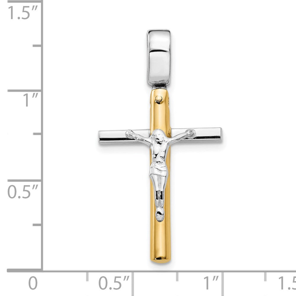 14K Bicolor Poliert Kruzifix Anhänger