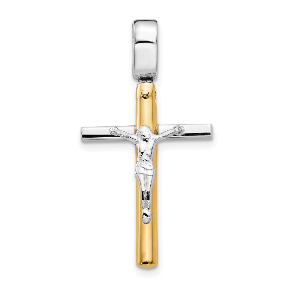14K Bicolor Poliert Kruzifix Anhänger