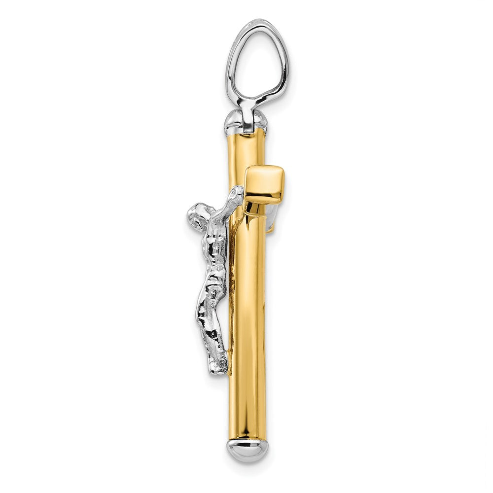 14K Bicolor Poliert Kruzifix Anhänger
