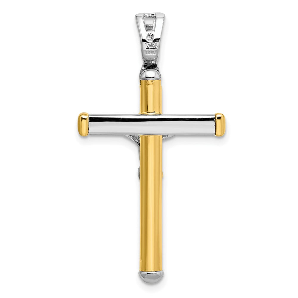 14K Bicolor Poliert Kruzifix Anhänger
