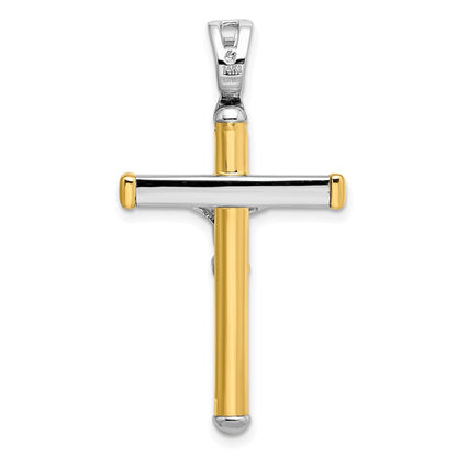 14K Bicolor Poliert Kruzifix Anhänger