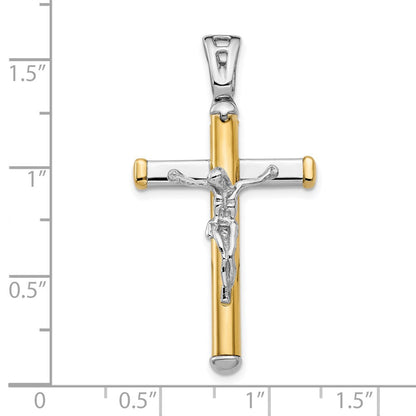 14K Bicolor Poliert Kruzifix Anhänger