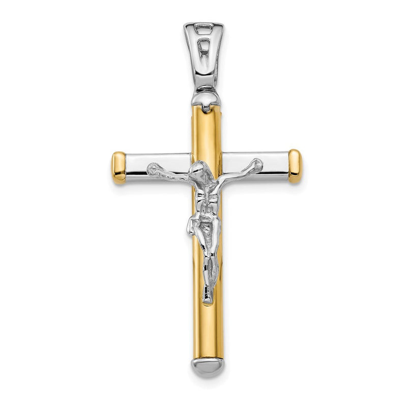 14K Bicolor Poliert Kruzifix Anhänger
