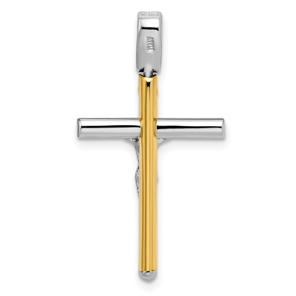 14K Bicolor Poliert Kruzifix Anhänger