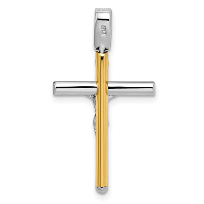 14K Bicolor Poliert Kruzifix Anhänger