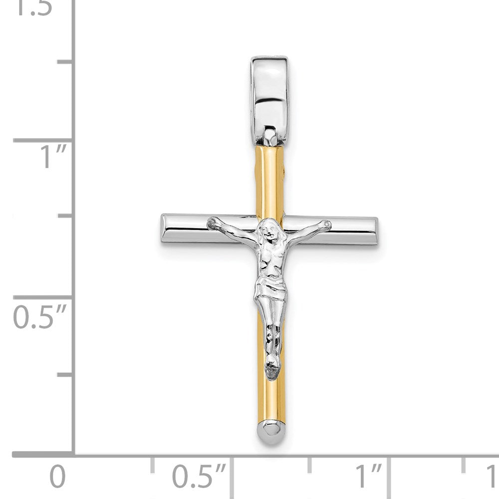 14K Bicolor Poliert Kruzifix Anhänger