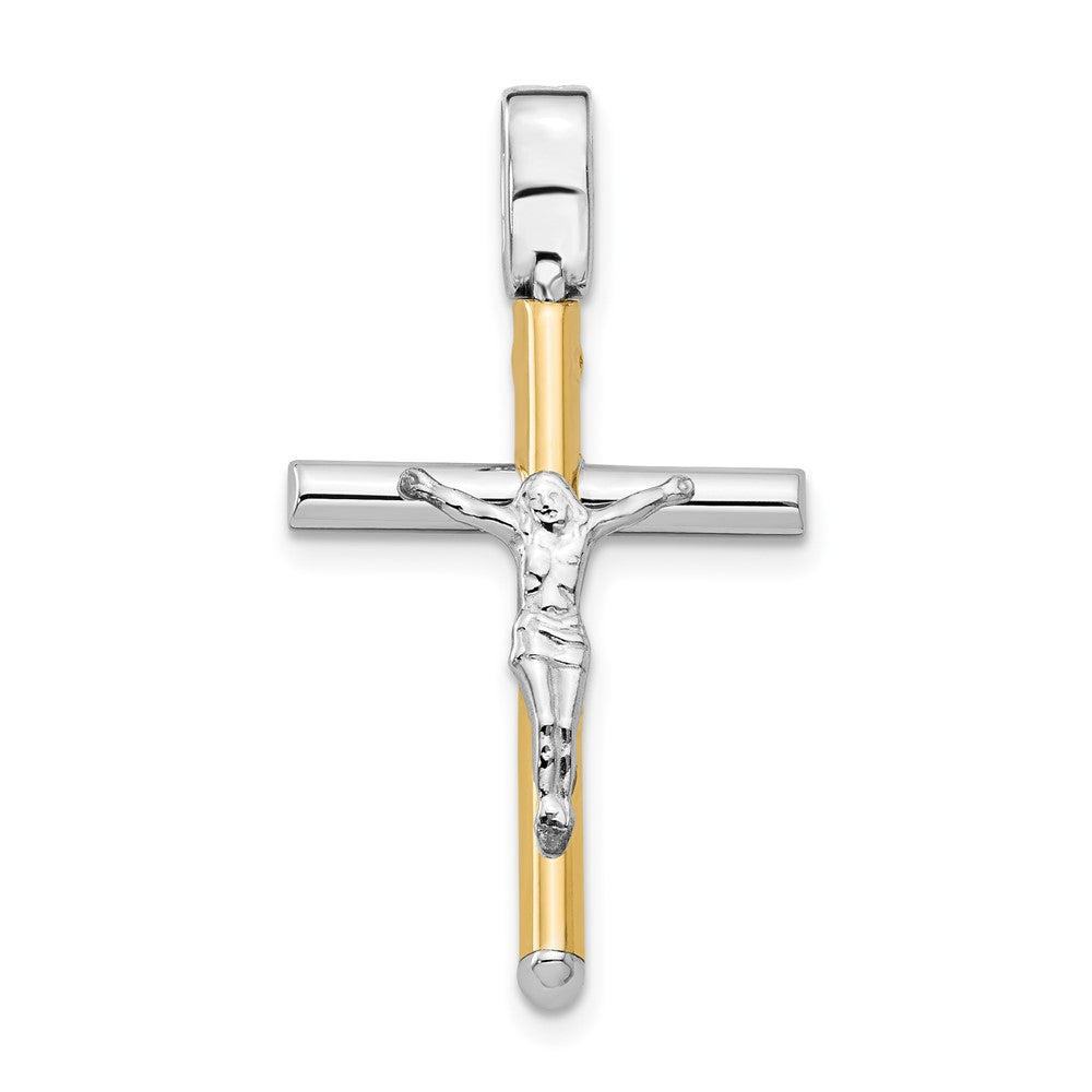 14K Bicolor Poliert Kruzifix Anhänger