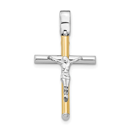 14K Bicolor Poliert Kruzifix Anhänger