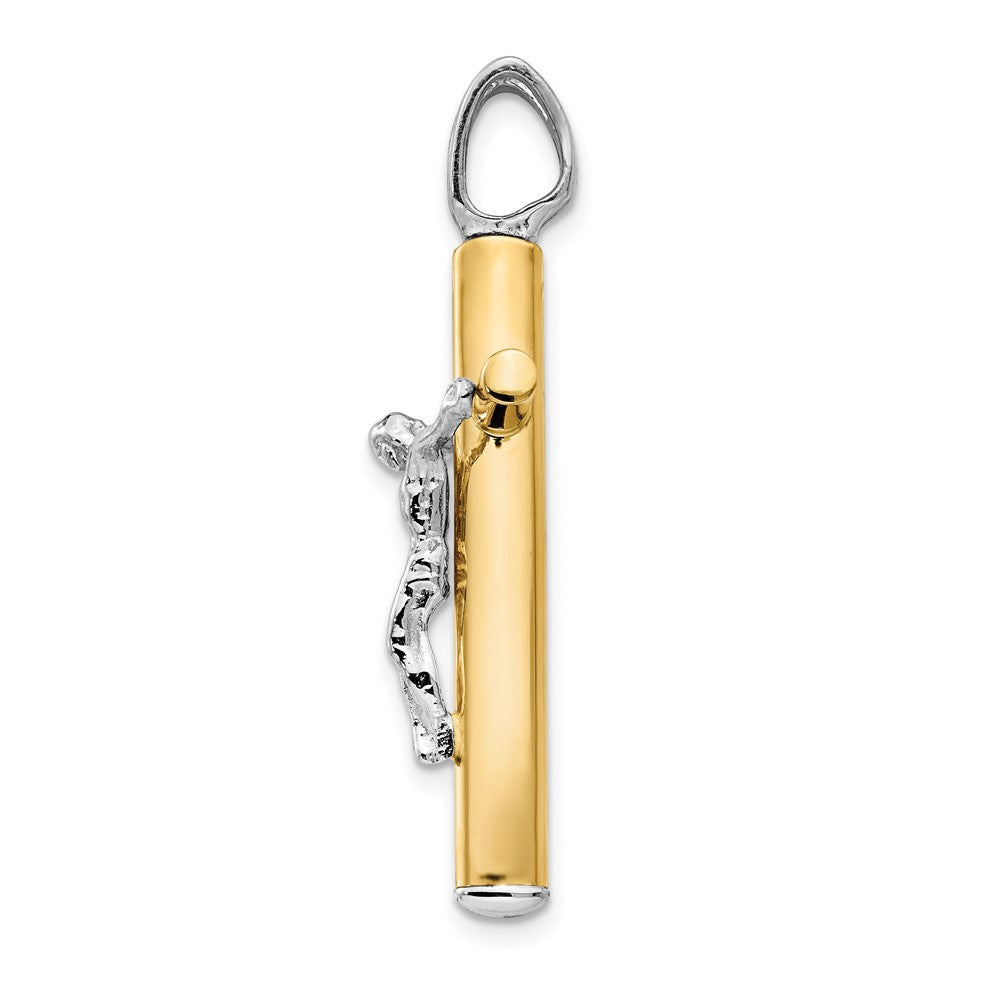 14K Bicolor Poliert Kruzifix Anhänger
