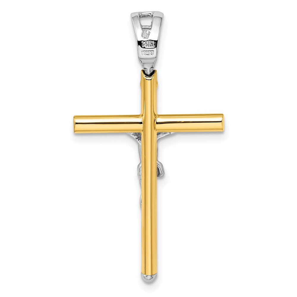 14K Bicolor Poliert Kruzifix Anhänger