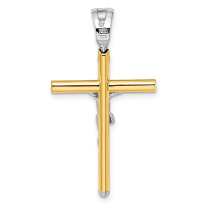 14K Bicolor Poliert Kruzifix Anhänger