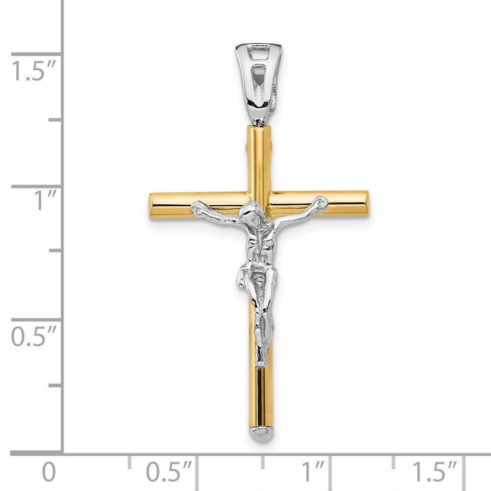 14K Bicolor Poliert Kruzifix Anhänger