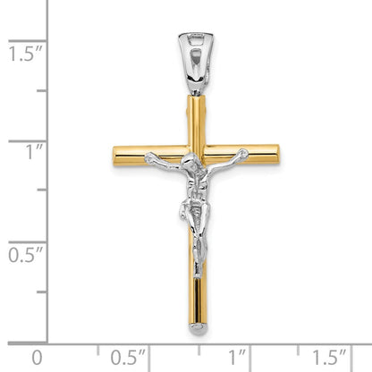 14K Bicolor Poliert Kruzifix Anhänger