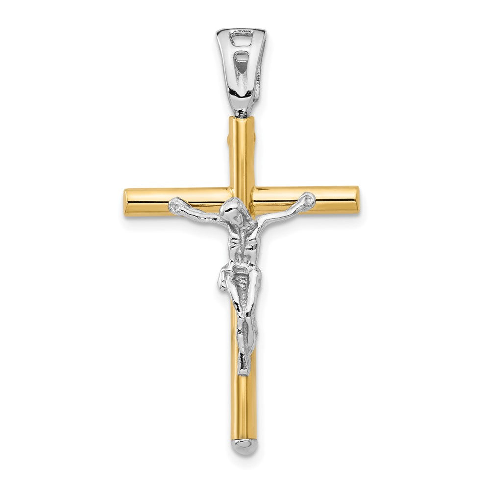 14K Bicolor Poliert Kruzifix Anhänger