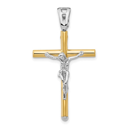 14K Bicolor Poliert Kruzifix Anhänger