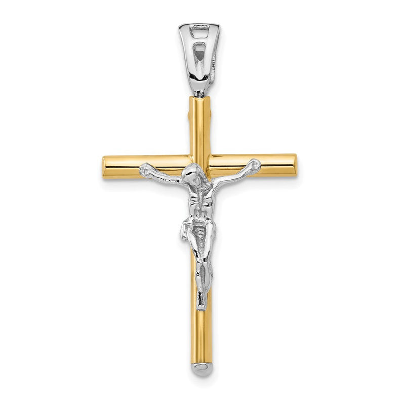 14K Bicolor Poliert Kruzifix Anhänger