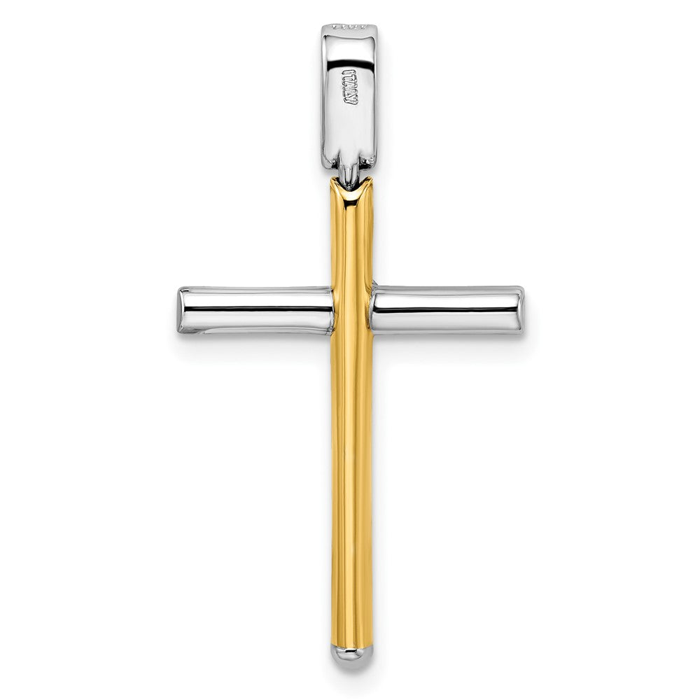 14K Bicolor Poliert Kreuz Anhänger