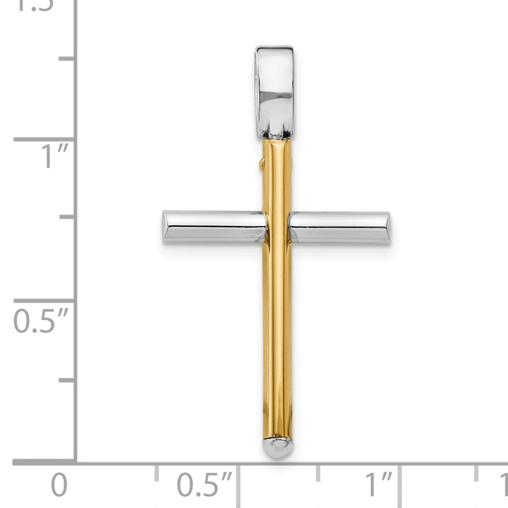 14K Bicolor Poliert Kreuz Anhänger