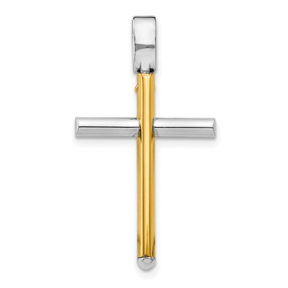 14K Bicolor Poliert Kreuz Anhänger