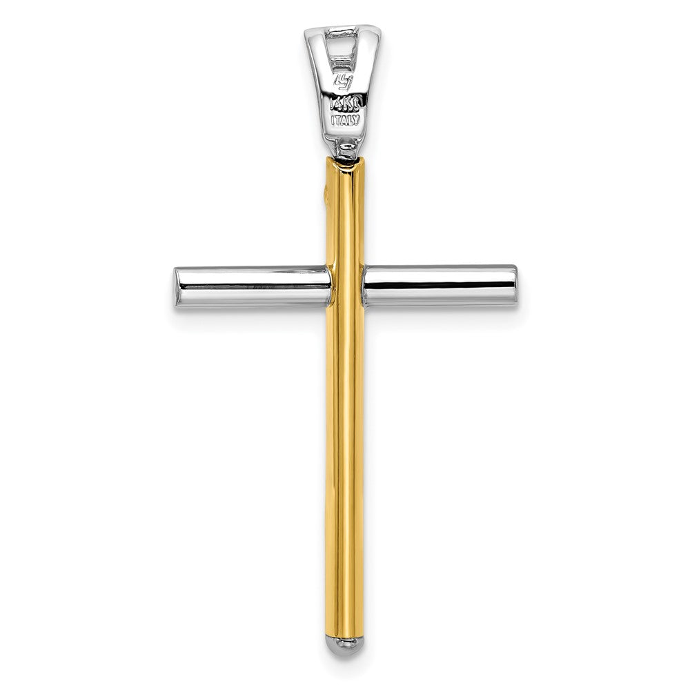 14K Bicolor Poliert Kreuz Anhänger