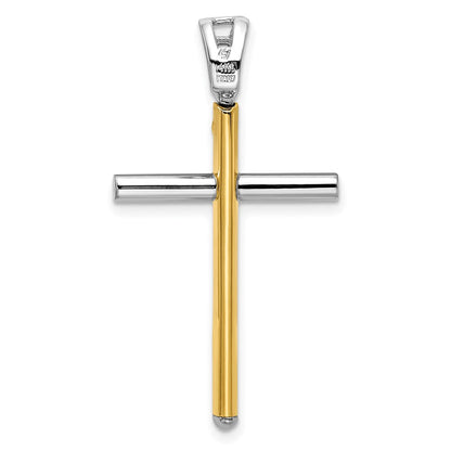 14K Bicolor Poliert Kreuz Anhänger