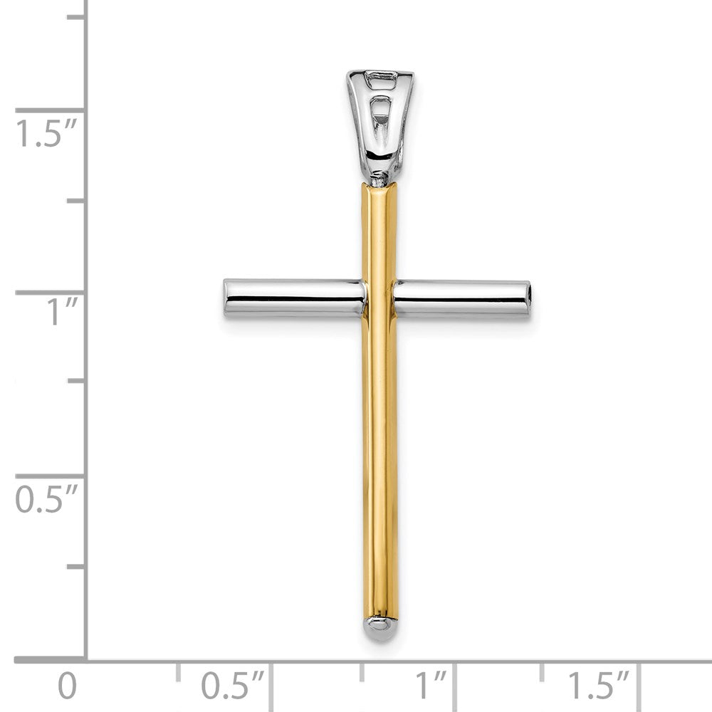 14K Bicolor Poliert Kreuz Anhänger