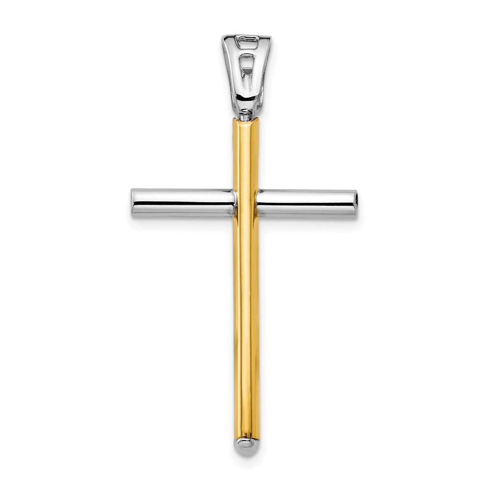 14K Bicolor Poliert Kreuz Anhänger