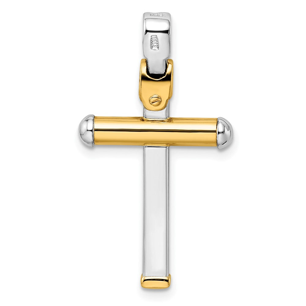 14K Bicolor Poliert Kreuz Anhänger