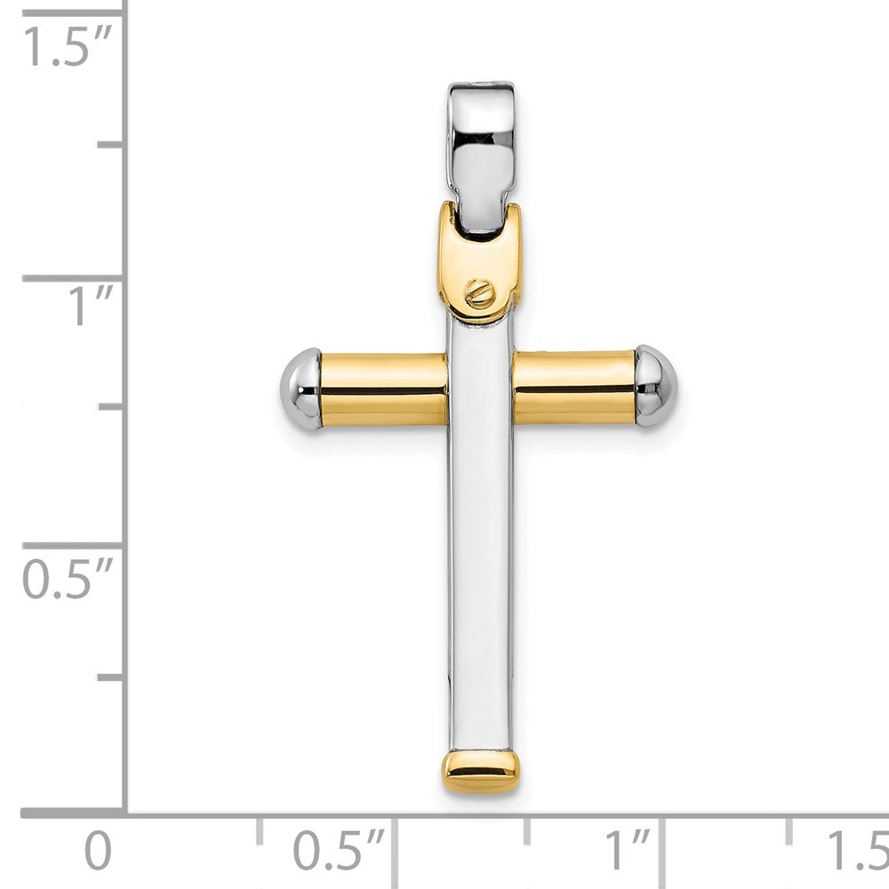 14K Bicolor Poliert Kreuz Anhänger