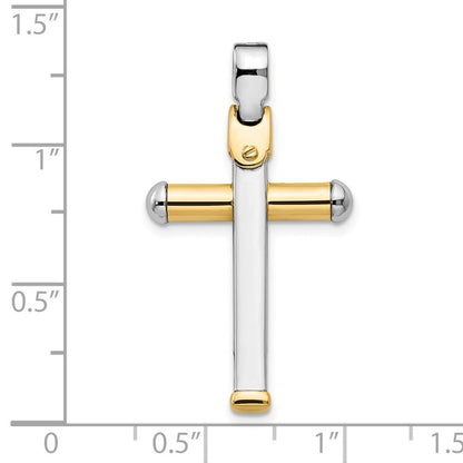 14K Bicolor Poliert Kreuz Anhänger