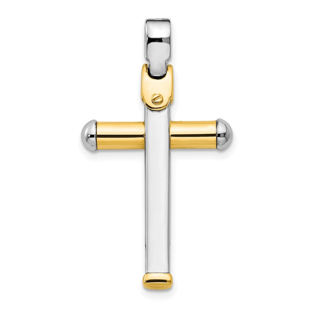 14K Bicolor Poliert Kreuz Anhänger
