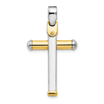 14K Bicolor Poliert Kreuz Anhänger