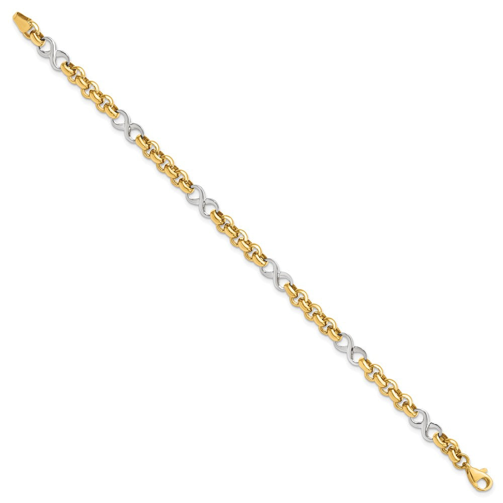 7.5 Zoll 14K Bicolor Poliert Unendlichkeit Armband