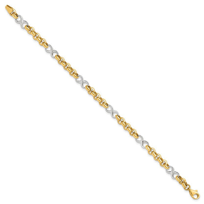7.5 Zoll 14K Bicolor Poliert Unendlichkeit Armband