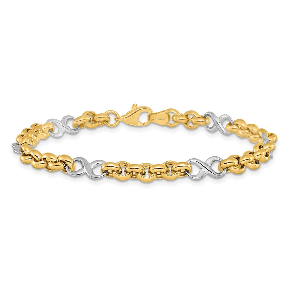 7.5 Zoll 14K Bicolor Poliert Unendlichkeit Armband